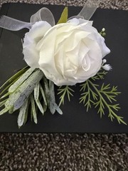 Ivory Corsage and Boutonniere Set for Wedding, Prom, Artificial Rose Flower