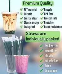 2 oz Clear Plastic Cups with Lids and STRAWS, Disposable Drinking 1 12 oz Cups