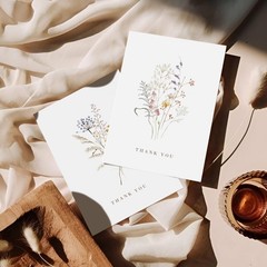 AUDREE Wildflower Thank You 3.5×5 inches, Pack 50 Cards