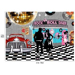50s Diner Backdrop Large Banner Decoration Dessert Table Background Photoboot…