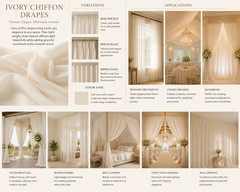 115″ x 216″ IVORY Chiffon Curtains Drapes Panel for Event Decor Backdrop Draping