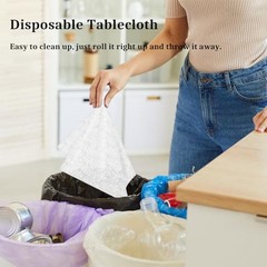2 Pcs Plastic Lace Tablecloth, Spill-Proof 54″ X 108″ Rectangle White Lace
