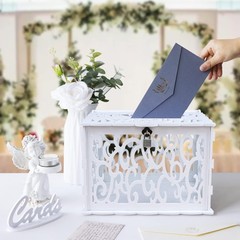 DIY White Wedding Card Box With Lock PVC Graduation Box For Baby Shower