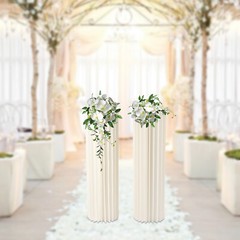 MilkyWhite Cardboard Vase Desktop Floor-standing Cardboard+Acrylic Wedding Decor