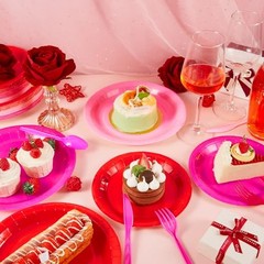 180 Pcs Valentines Paper Plates Red Rose Red Pink Plates Disposable Plates