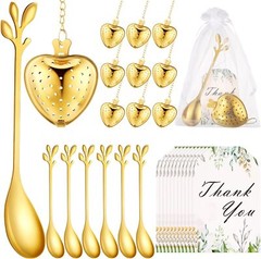 25 Piece Bridal Bouquet Tea Party Favors Tea Spoons Heart Infuser Bulk Balls