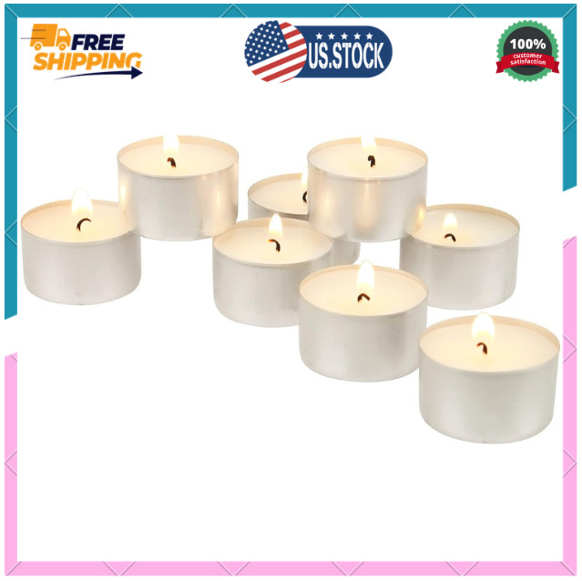 Stonebriar 100 Pack Unscented 8 Hour Extended Burn Time Tea Light Candles, White