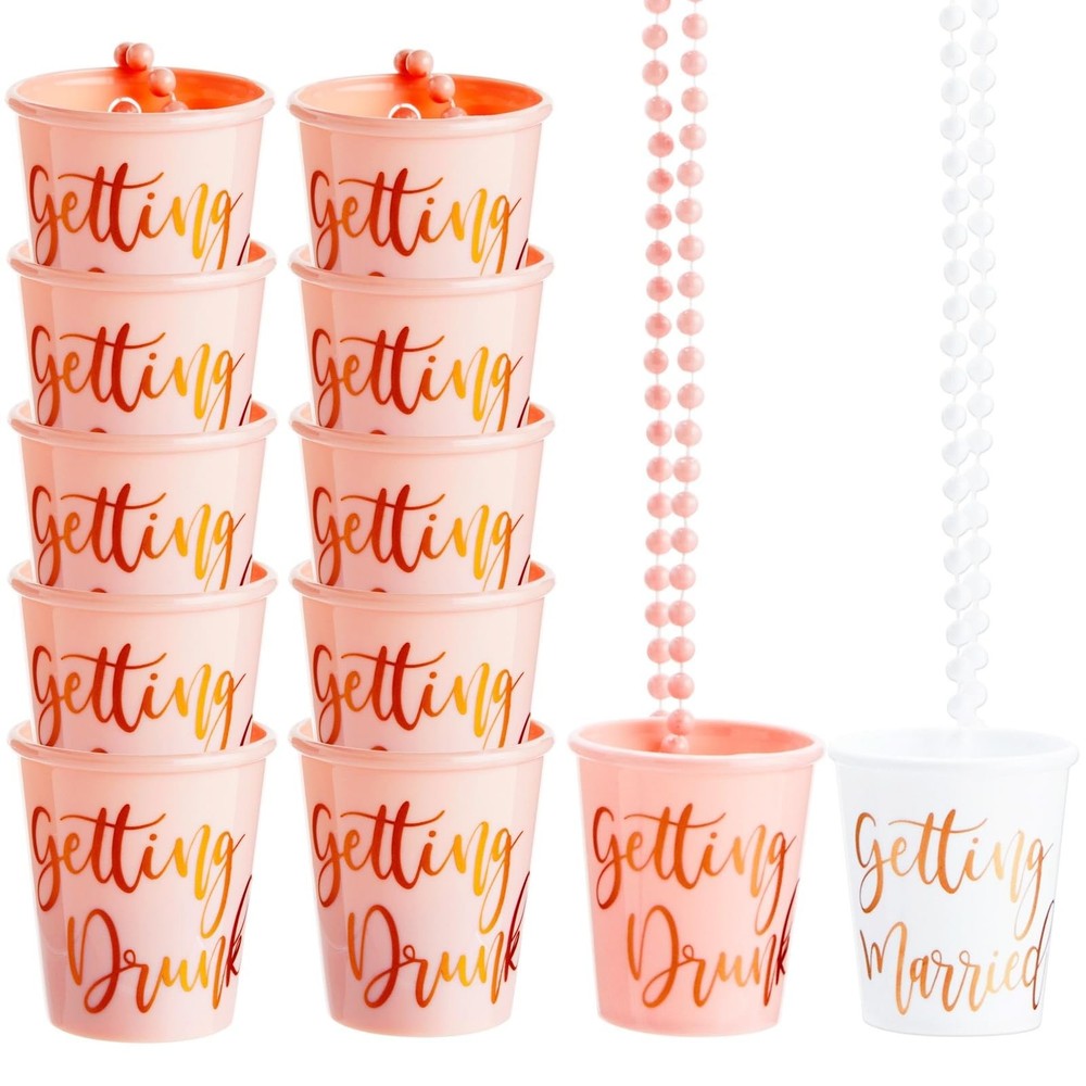 Sparkle and Bash Set of 12 Beaded Bachelorette Shot Glass 1.5 Ounces, White