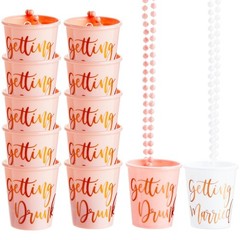 Sparkle and Bash Set of 12 Beaded Bachelorette Shot Glass 1.5 Ounces, White
