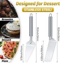 4 Pack Stainless Steel Pie Server Spatula Serrated Cake Cutter with Handle