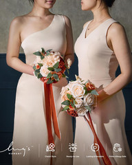 Terracotta Artificial Flower Bridesmaid Bouquet Set of 4 in Burnt Orange