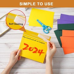 100 Packs 10 Assorted Colors Blank Flat Cards and Envelopes 4 x 6 Heavyweight Si