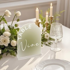 5×7 Inch Frosted Arch Wedding Table Numbers 1-15 with Stands Acrylic Arch Sign w