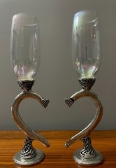 Fellowship Foundry Celtic Knots Hearts Pewter Glasses & Cake Server Wedding Set