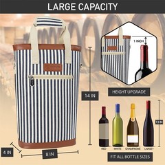 Bottle Wine Bag Carrier Tote, Insulated Leakproof 2 Bottle Wine Cooler Bag fo…