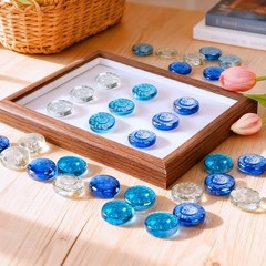 5 LB Flat Glass Stone – Decorative Marbles – Mixed Blues & Clear – Sun