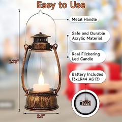 12Pcs Mini Lantern Decorative with Flickering LED Candle, 6Inch Brown-12pcs