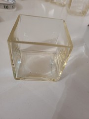 VTG Set Of 6 Glass Square Candle 2.5″ Amber Tint Clear MCM Glasses Bar Raw Edge
