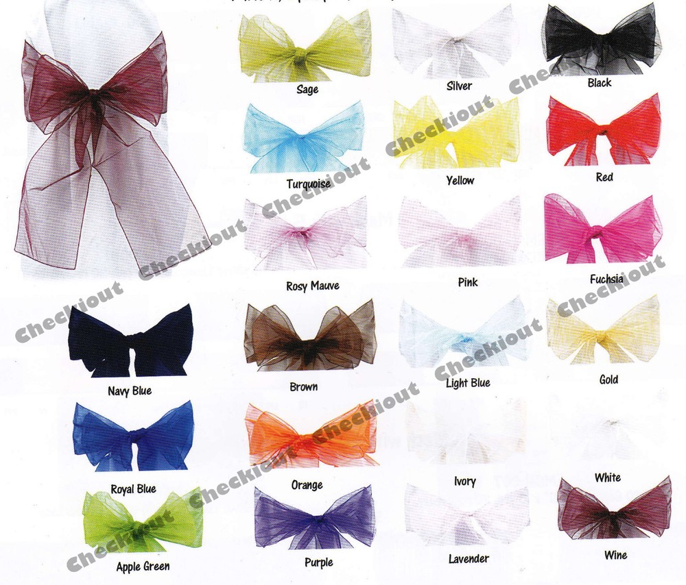 10 pcs Wedding Party Banquet 9″x120″ Chair Cover Organza Sashes Bow Decoration