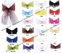 6/24/60 Wedding Party Banquet COLORS 9″x120″ Chair Cover Organza Sash Bow Decor