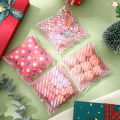 200 Pcs Cookie Bags, 4 x 4 in Self Sealing Cellophane Treat Bags Plastic Pink