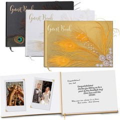 Peacock Ostrich Feather Wedding Guestbook Bling Pen Memories Album Sign In New