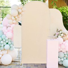 Spandex Fitted Arch Cover Beige Wedding Arch Cover 3.3×6.6FT Backdrop Fabric 2-S