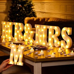 8.5″ Tall MR & MRS LED Marquee Letters Light Tabletop Wedding Centerpiece