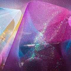 , 2 Pack Rainbow Glitter Tulle Netting Rolls for Table Runner Chair Sash Bow Wed
