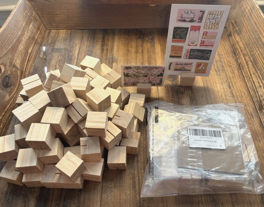 Name Place Card Table Number Holder for Wedding Decor 100 Pieces 1.25 in Wood