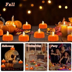 Fall Decorations for Home Pumpkin Tea Lights,12 Pack LED Orange Pumpkin Lights