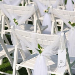 Kosiz 24 Pack Reserved Chairs Signs with Ribbon for Wedding Reception Party R…