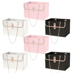 6pcs Flower Paper Gift Box Bouquet Storage Bucket Handbag white,pink,black