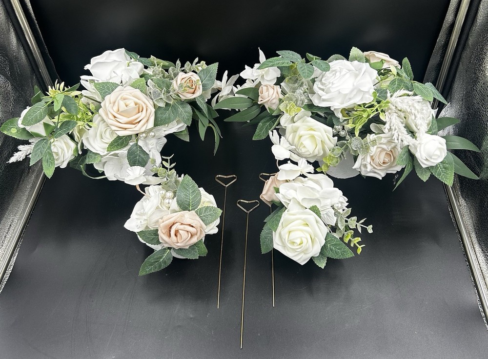 Ling’s Moment assorted floral centerpiece set of 4 in white & Sage