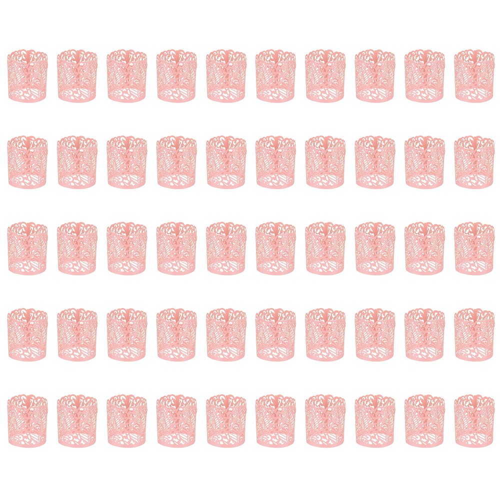 50Pcs Candle Wraps Decorate Tea Light Wrap Leaf Pattern Pink