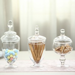 3 pcs 9″ 10″ 11″ tall Clear Glass Apothecary Jars Lids Wedding Supplies