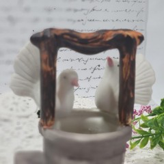 Vintage Wishing Well Cake Topper Bisque Porcelain Lovebirds Dove Figurine