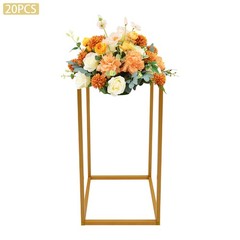Gold 20 PCS Geometric Flower Stand For Wedding, Flower Stand 8.27*8.27*15.75in