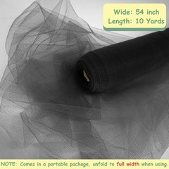 Black Tulle Fabric Rolls 54 Inch x 10 Yards Sheer Mesh Dressmaking Wedding