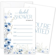 TRKAE Floral Bridal Shower Invites for Newlyweds Bridesmaid, Blue Floral-02