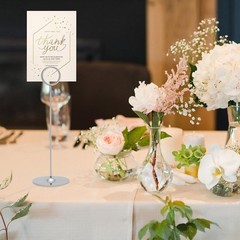 16 Pieces Table Card Holder 8 Inches Silver Place Steel Card Holders for Photos