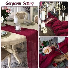 0FT Cheesecloth Table Runner Boho Gauze Fabric Table Runner Rustic 1 Burgundy
