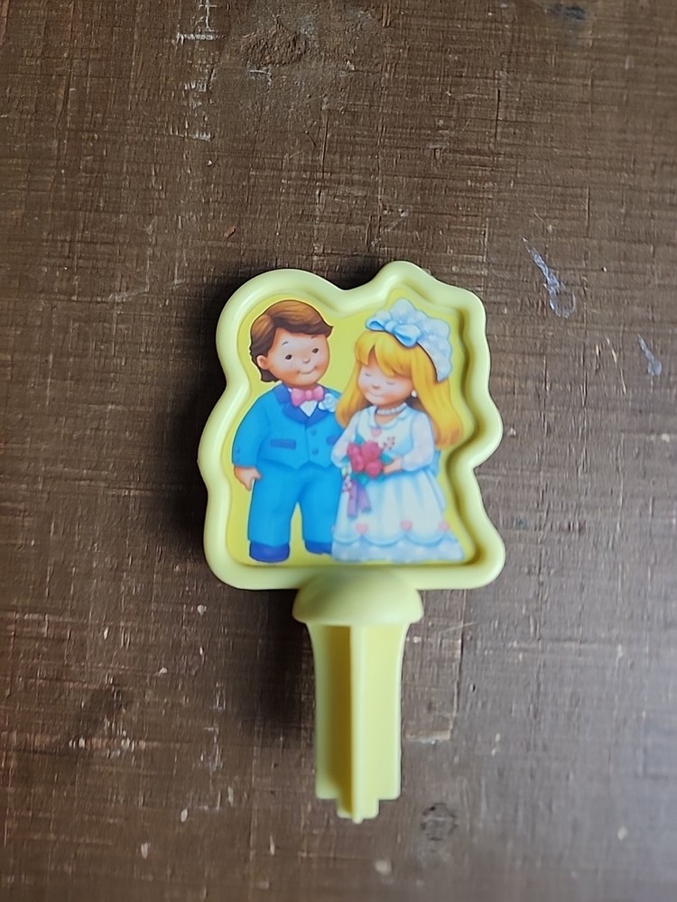 Vtg Fisher Price Cake Topper Bride & Groom Figurine Wedding Fun candle Food