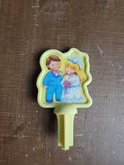 Vtg Fisher Price Cake Topper Bride & Groom Figurine Wedding Fun candle Food