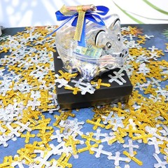 Honbay 2.1 Ounce Glitter Cross Table Confetti Sequin Gold and Silver