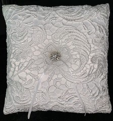 Wedding Bridal Ring Bearer Paisley Lace Bling Pillow.Size 7.5”X 7.5”