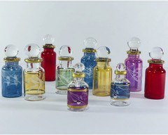 Egyptian Hand Blown Glass Perfume Bottles, Assorted Colors & gold