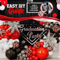 ALL-IN-1 Red Black and White Balloon Arch Kit for Red and Black Birthday Part…