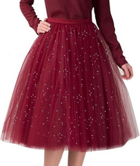 Claret Glitter Tulle Rolls 6 Inch by 10 Yards Sequin Tulle Fabric Ribbon for DIY