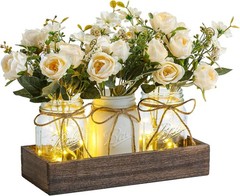 3 Pcs Mason Jar Centerpiece Table Decorations for Dining Table Decor Farmhouse C